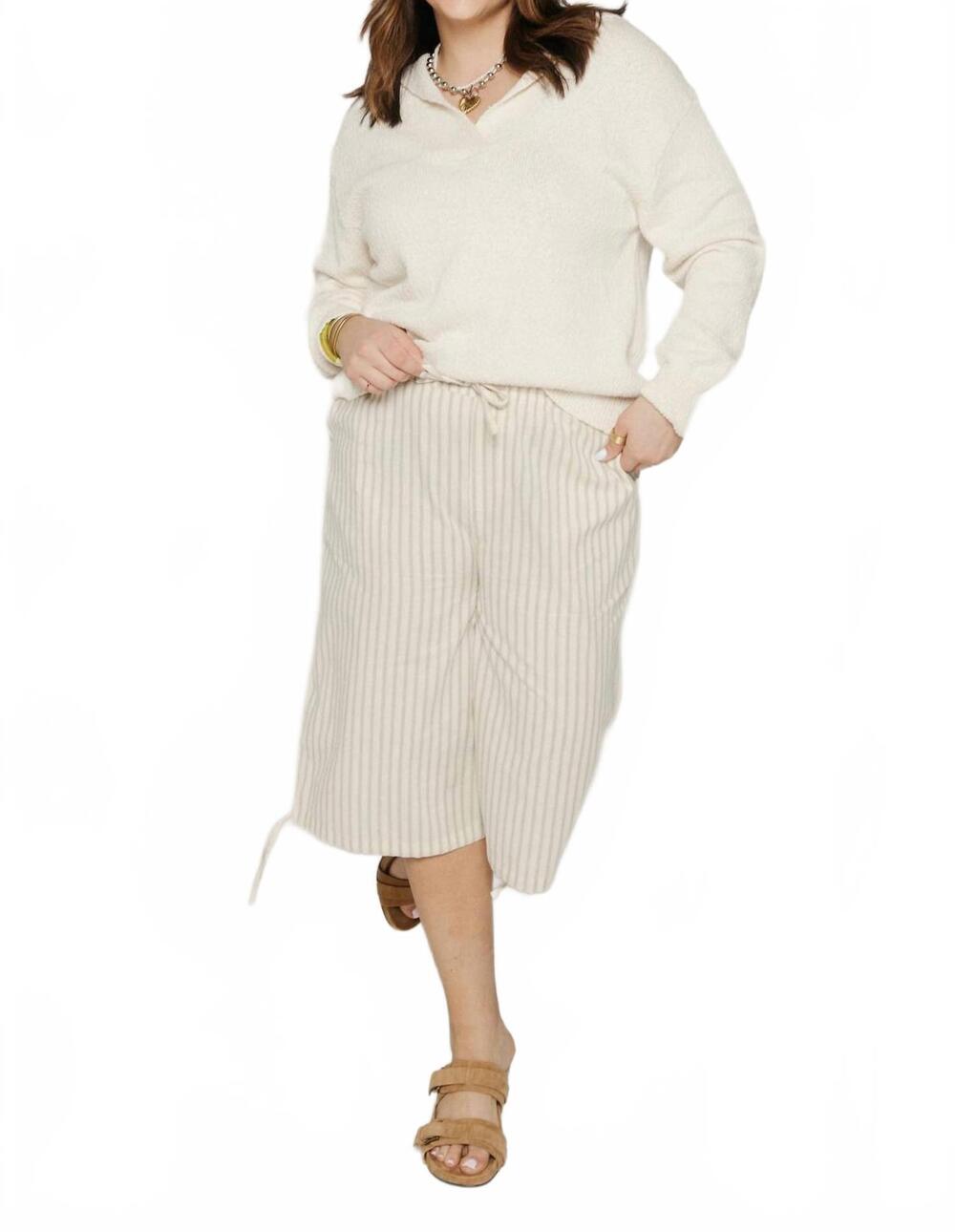 NEW HOSBJERG catarina capri pants in yellow/brown stripe